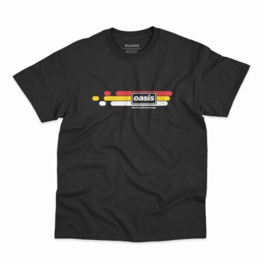 Camiseta na cor preta com estampa referente a música Don't Look Back In Anger da banda Oasis