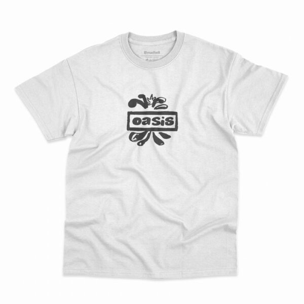 Camiseta Oasis Logo Dig Out Your Soul na cor branca