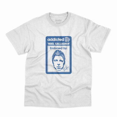 Camiseta Oasis Noel Gallagher Addicted na cor branca