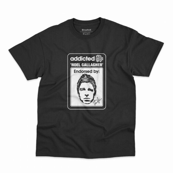 Camiseta Oasis Noel Gallagher Addicted na cor preta