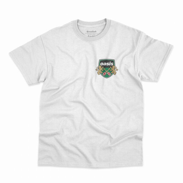 Camiseta Oasis The Masterplan Escudo na cor branca