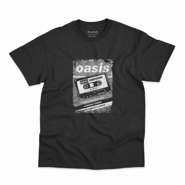 Camiseta Oasis Whatever K7 Retro na cor preta