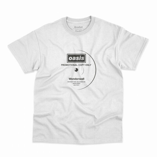 Camiseta Oasis Wonderwall Vinil na cor branca