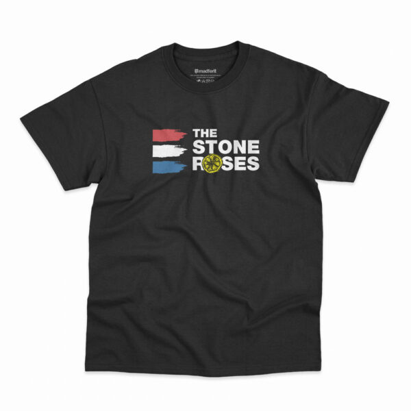 Camiseta na cor preta com estampa da banda The Stone Roses