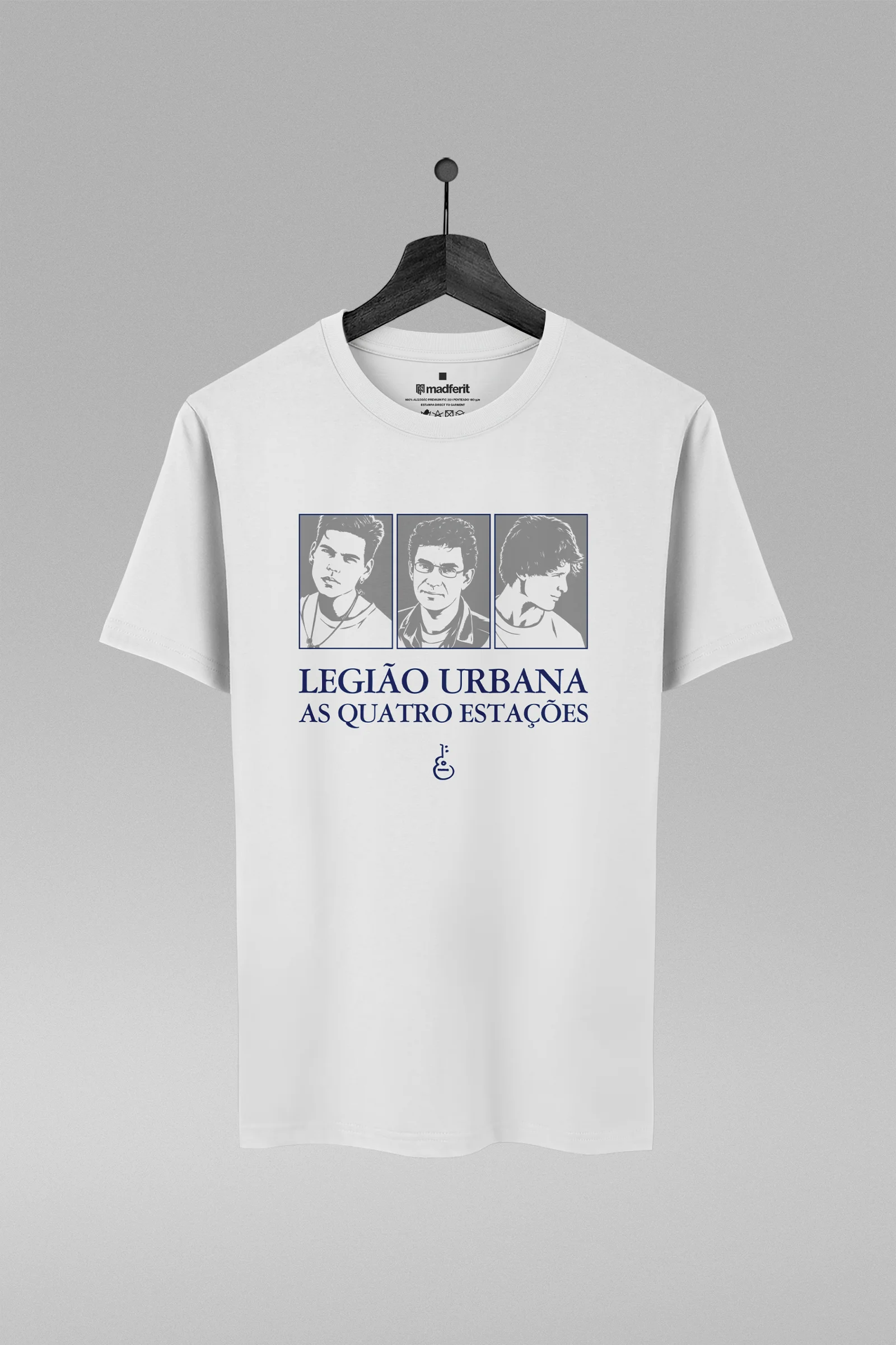 Camiseta branca com estampa As Quatro Estações da banda Legião Urbana