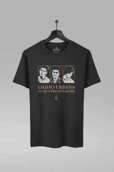 Camiseta preta com estampa As Quatro Estações da banda Legião Urbana