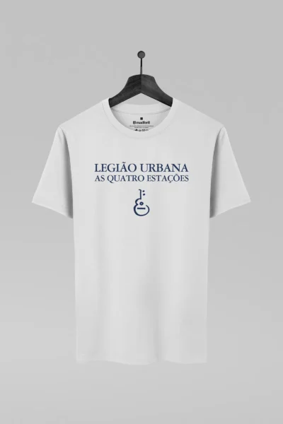 Camiseta branca com estampa As Quatro Estações da banda Legião Urbana