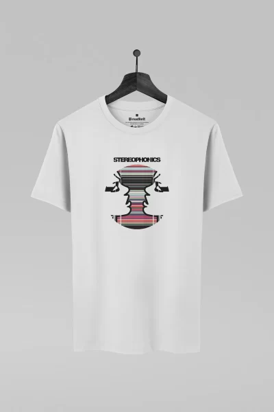 Camiseta branca com estampa da banda Stereophonics