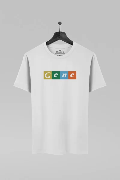 Camiseta branca com estampa da banda Gene