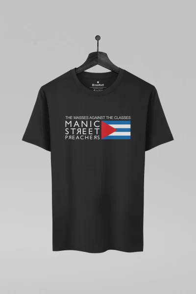 Camiseta preta com estampa da banda Manic Street Preachers