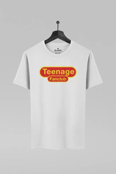 Camiseta branca com estampa da banda Teenage Fanclub