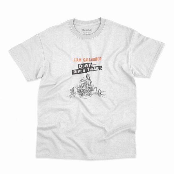 Camiseta Liam Gallagher Down By The River Thames na cor branca