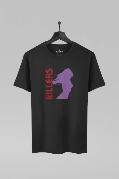 Camiseta preta com estampa da banda The Killers