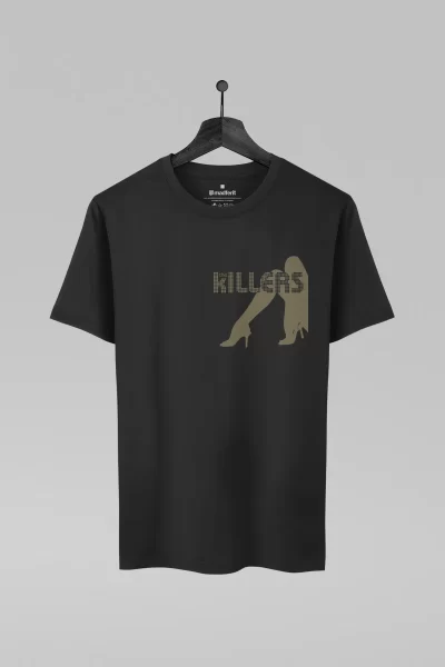 Camiseta preta com estampa da banda The Killers