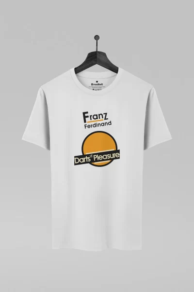 Camiseta branca com estampa da banda Franz Ferdinand