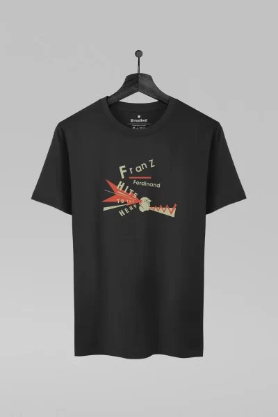 Camiseta preta com estampa da banda Franz Ferdinand