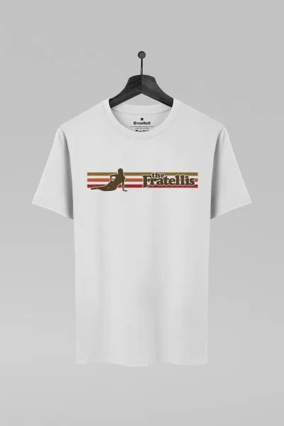 Camiseta branca com estampa da banda The Fratellis