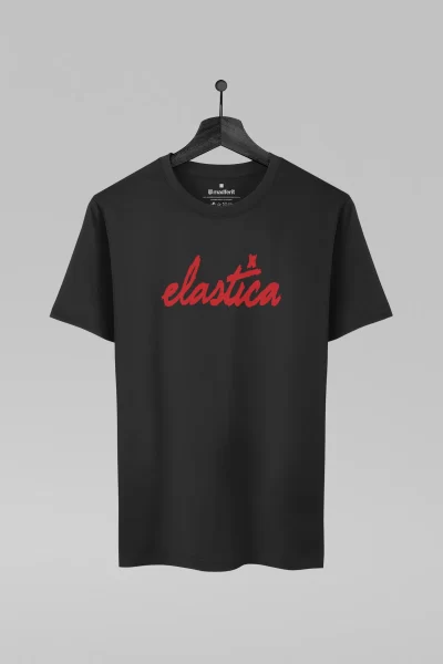 Camiseta preta com estampa da banda Elastica