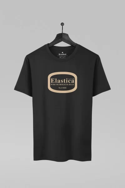 Camiseta preta com estampa da banda Elastica