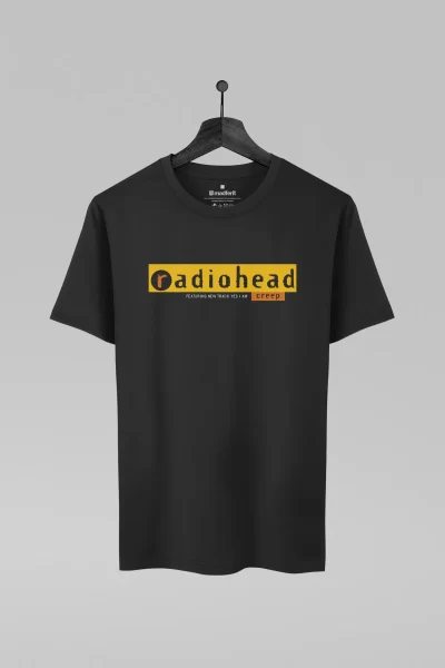 Camiseta preta com estampa da banda Radiohead