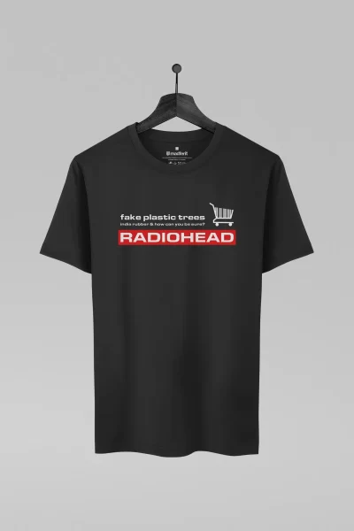 Camiseta preta com estampa da banda Radiohead