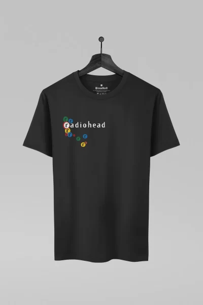 Camiseta preta com estampa da banda Radiohead