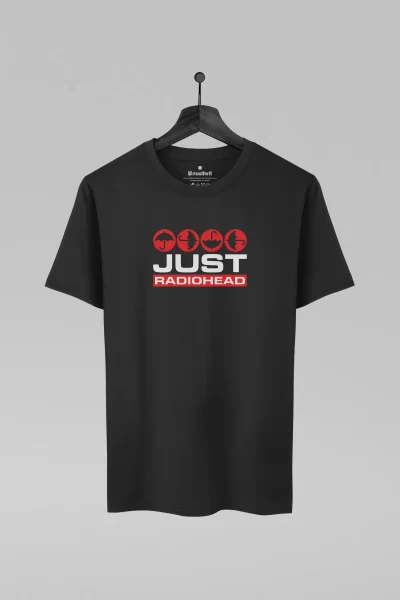 Camiseta preta com estampa da banda Radiohead