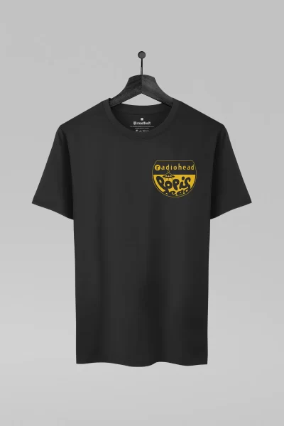 Camiseta preta com estampa da banda Radiohead