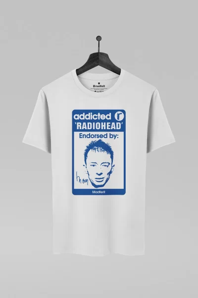 Camiseta branca com estampa da banda Radiohead
