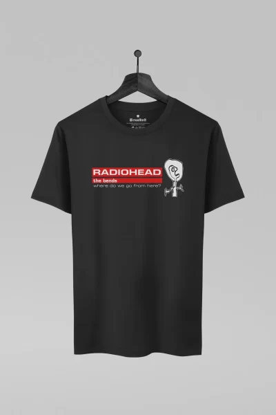 Camiseta preta com estampa da banda Radiohead