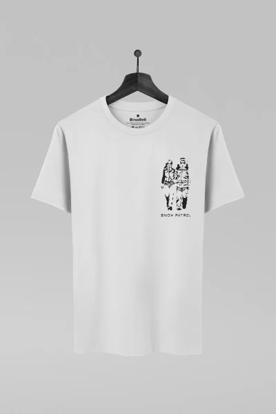 Camiseta branca com estampa da banda Snow Patrol