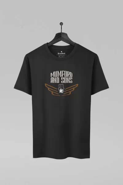 Camiseta preta com estampa da banda Mumford and Sons