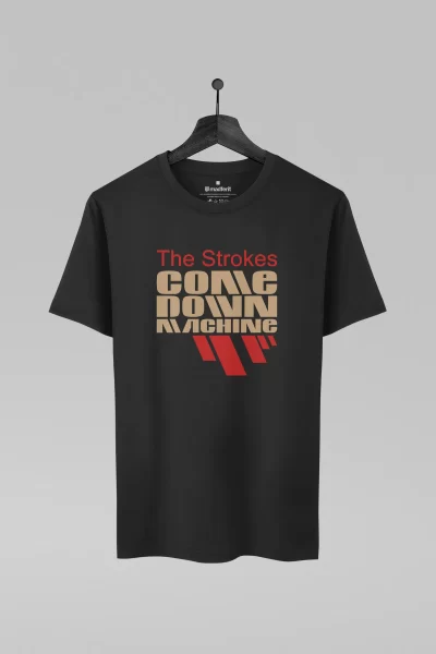 Camiseta preta com estampa da banda The Strokes