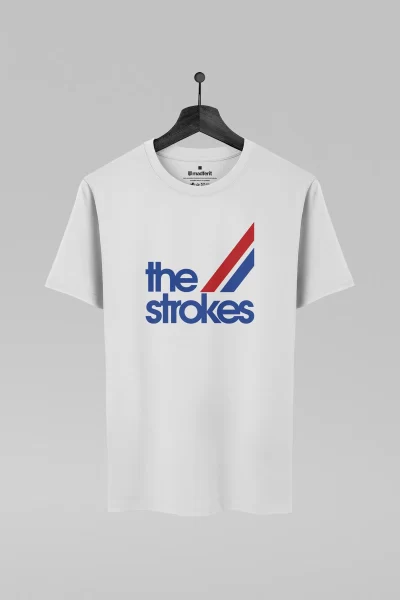 Camiseta branca com estampa da banda The Strokes