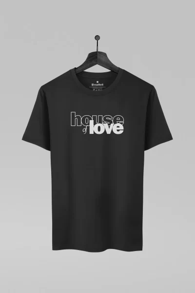 Camiseta preta com estampa da banda House Of Love