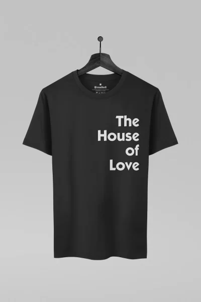 Camiseta preta com estampa da banda House Of Love