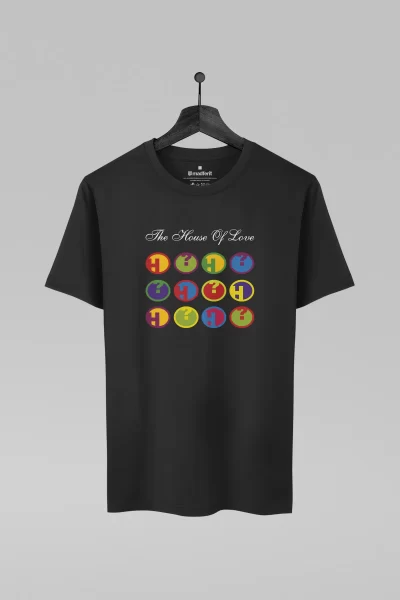 Camiseta preta com estampa da banda House Of Love