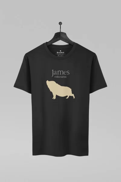 Camiseta preta com estampa da banda James