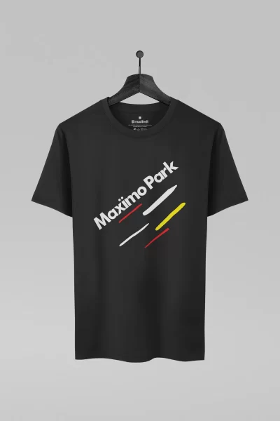 Camiseta preta com estampa da banda Maximo Park