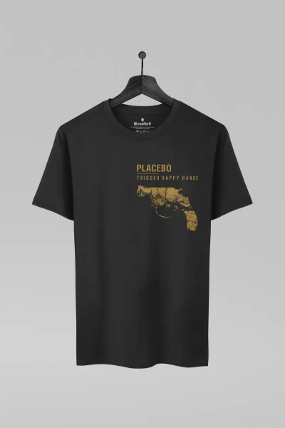Camiseta preta com estampa da banda Placebo