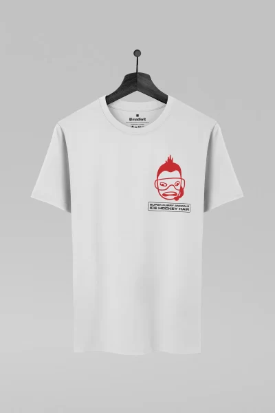 Camiseta branca com estampa da banda Super Furry Animals