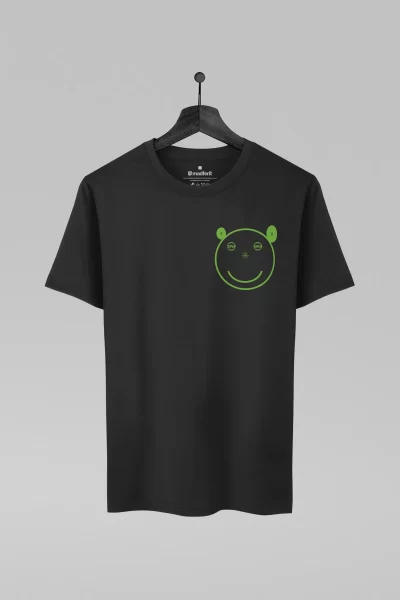 Camiseta preta com estampa da banda Super Furry Animals