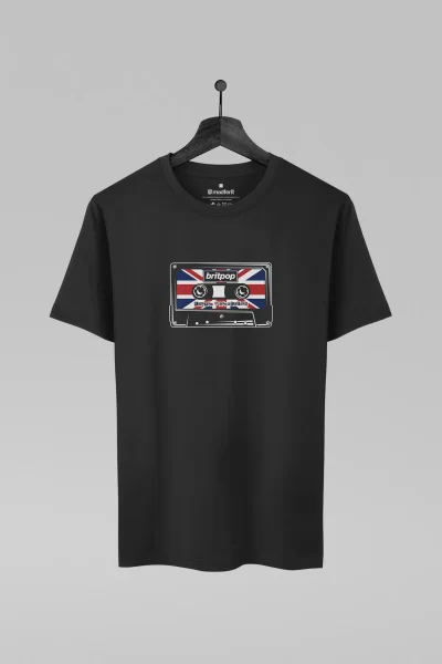 Camiseta preta com estampa Britpop