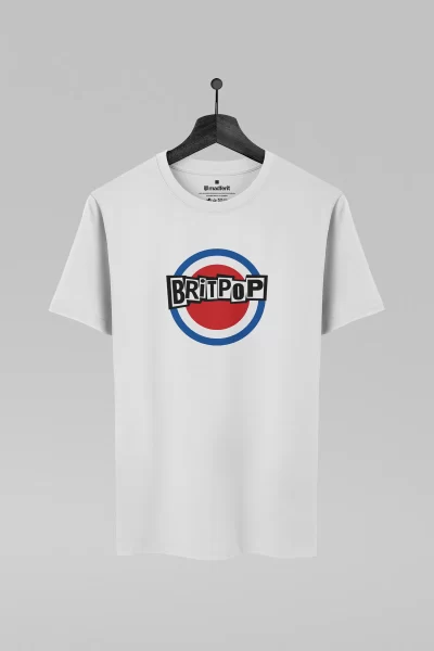 Camiseta branca com estampa Britpop