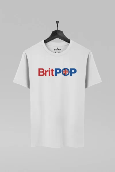 Camiseta branca com estampa Britpop