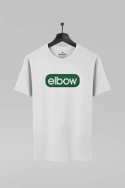Camiseta branca com estampa da banda Elbow