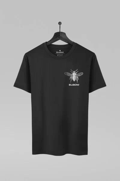 Camiseta preta com estampa da banda Elbow