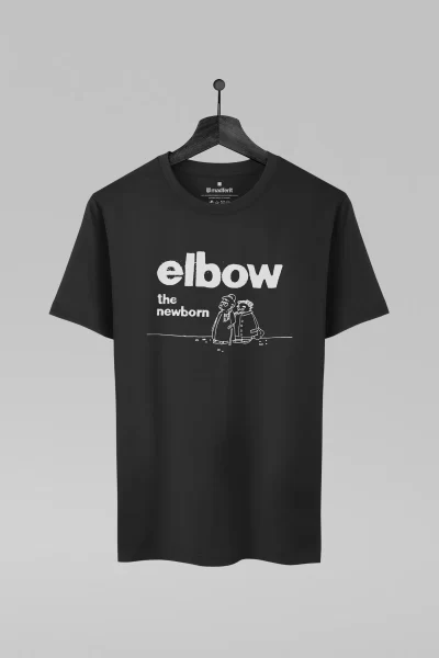 Camiseta preta com estampa da banda Elbow