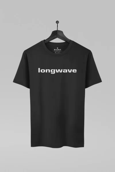 Camiseta preta com estampa da banda Longwave