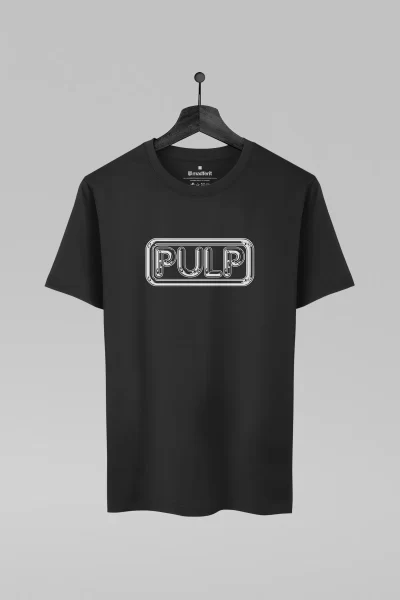 Camiseta preta com estampa da banda Pulp